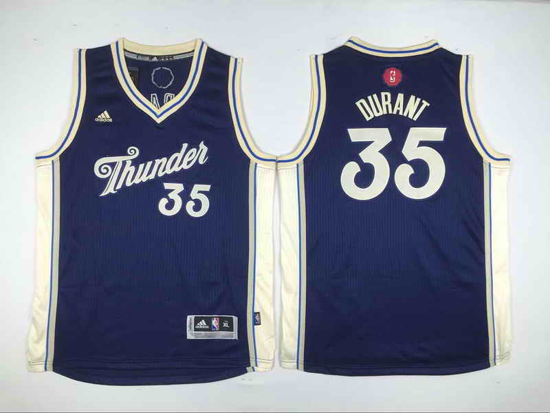 Thunder 35 Kevin Durant Navy Blue 2015-16 Christmas Day Swingman Youth Jersey