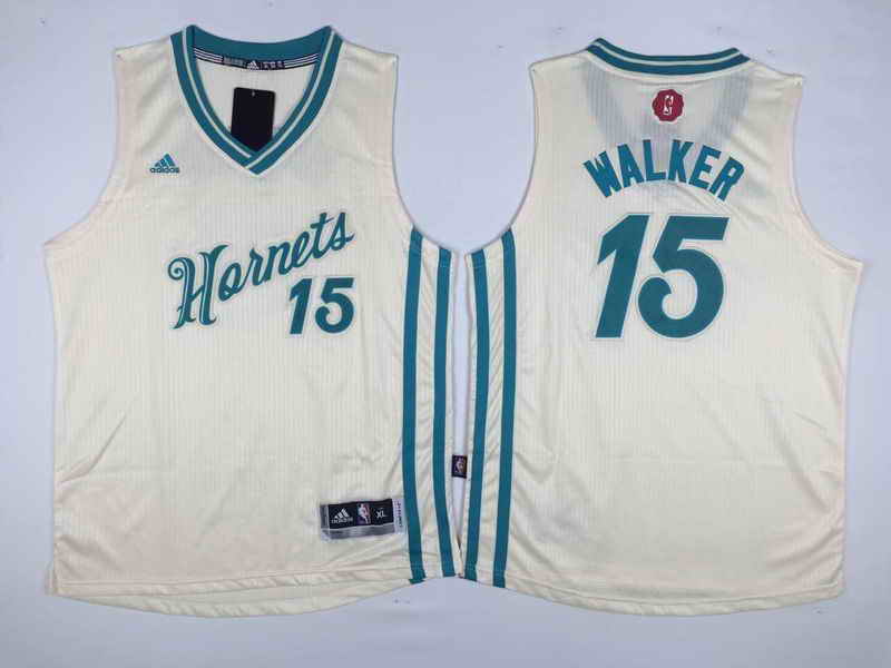 Hornets 15 Kemba Walker Cream 2015-16 Christmas Day Swingman Youth Jersey