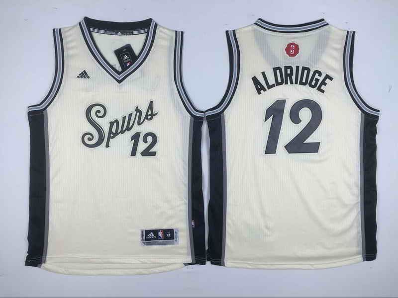Spurs 12 LaMarcus Aldridge Cream 2015-16 Christmas Day Swingman Youth Jersey