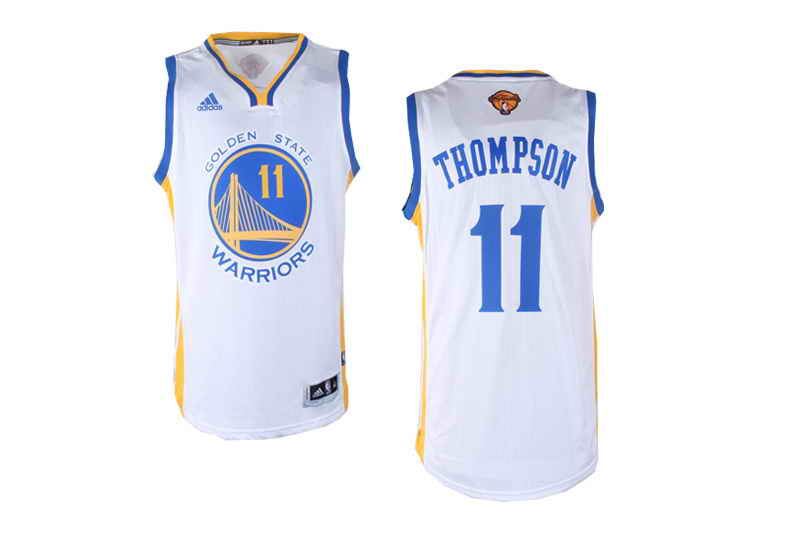 Revolution 30 Warriors #11 Klay Thompson White The Finals Patch Stitched NBA Jersey