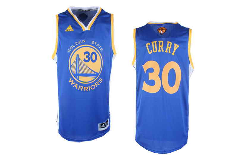 Revolution 30 Warriors #30 Stephen Curry Blue The Finals Patch Stitched NBA Jersey