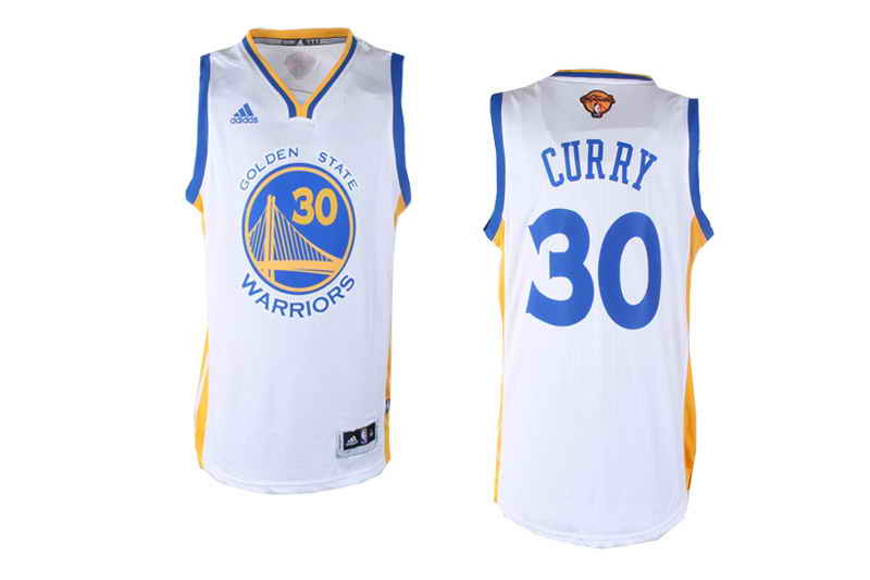 Revolution 30 Warriors #30 Stephen Curry White The Finals Patch Stitched NBA Jersey