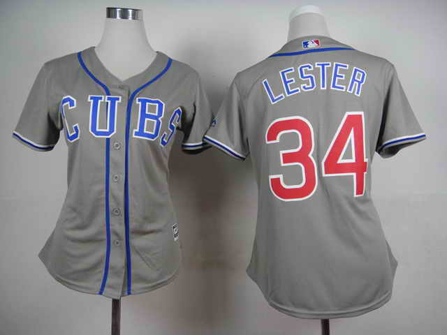 Chicago Cubs #34 Lester Grey Women 2015 New Jersey