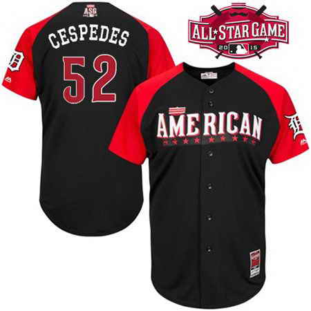 Men's American League Detroit Tigers #52 Yoenis Cespedes 2015 MLB All-Star Black Jersey