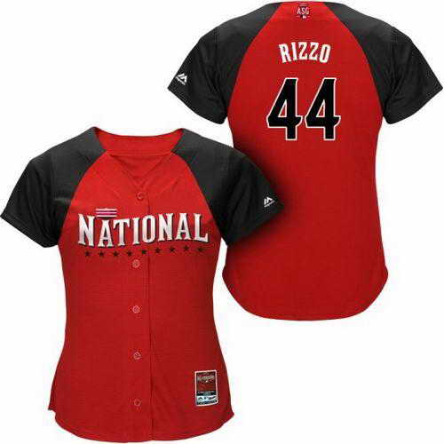 Cubs #44 Anthony Rizzo Red 2015 All-Star National League Women's Stitched MLB Jersey