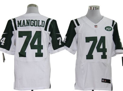 New York Jets #74 Nick Mangold White Road NFL Nike Elite Jersey