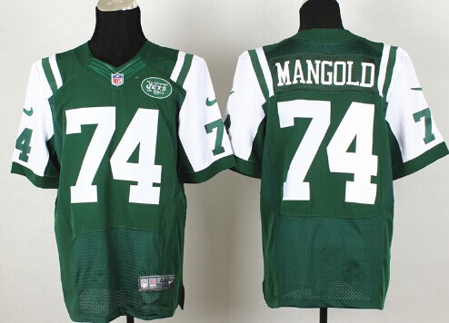 New York Jets #74 Nick Mangold Green Team Color NFL Nike Elite Jersey