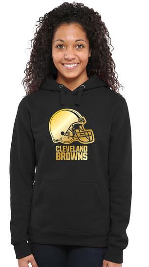 Women's Cleveland Browns Pro Line Black Gold Collection Pullover Hoodie朗