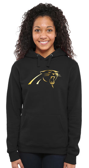 Women's Carolina Panthers Pro Line Black Gold Collection Pullover Hoodie