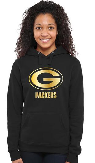 Women's Green Bay Packers Pro Line Black Gold Collection Pullover Hoodie