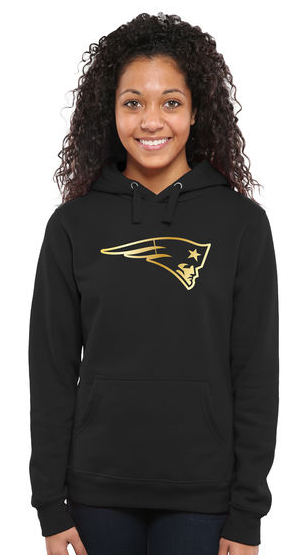 Women's New England Patriots Pro Line Black Gold Collection Pullover Hoodie