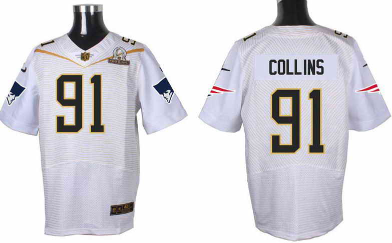 Nike Men's New England Patriots #91 Jamie Collins White 2016 Pro Bowl Elite Jersey