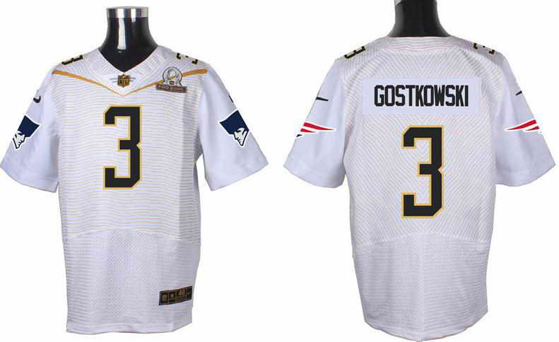 Nike New England Patriots #3 Stephen Gostkowski  White 2016 Pro Bowl Elite Jersey