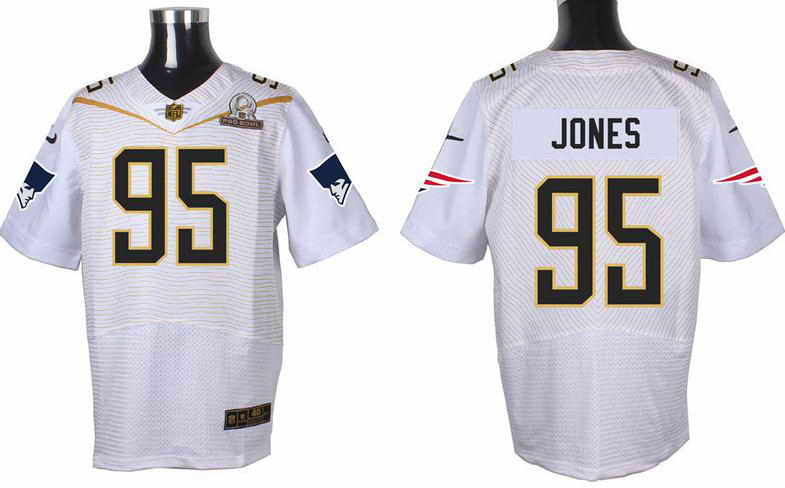 Nike New England Patriots #95 Chandler Jones White 2016 Pro Bowl Elite jersey