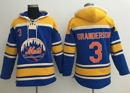 New York Mets #3 Curtis Granderson Blue Sawyer Hooded Sweatshirt MLB Hoodie