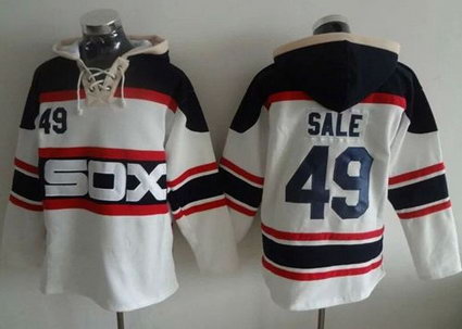 Chicago White Sox #49 Chris Sale White Sawyer Hooded Sweatshirt Alternate Home MLB Hoodie