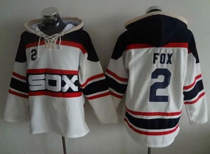 Chicago White Sox #2 Nellie Fox White Sawyer Hooded Sweatshirt Alternate Home MLB Hoodie