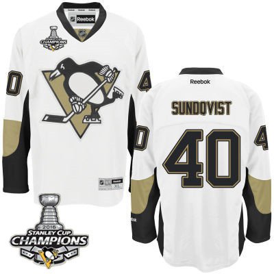 Youth Pittsburgh Penguins #40 Jean-Sebastien Dea White Away Jersey With 2016 Stanley Cup Champions Patch
