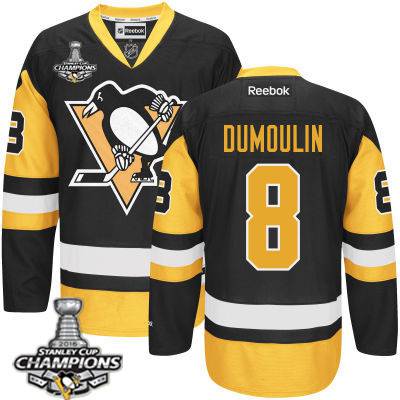 Youth Pittsburgh Penguins #8 Brian Dumoulin Black With Gold Jersey With 2016 Stanley Cup Champions Patch