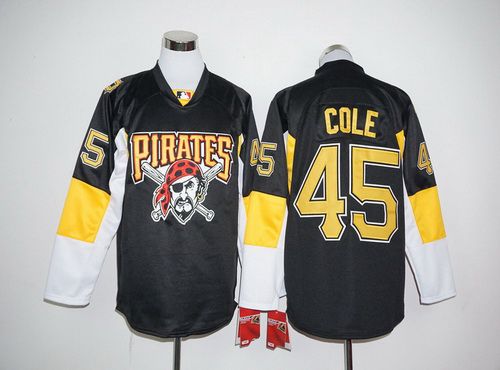 Pittsburgh Pirates #45 Gerrit Cole Black Long Sleeve Baseball Jersey