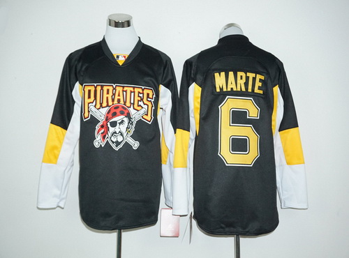 Pittsburgh Pirates #6 Starling Marte Black Long Sleeve Baseball Jersey