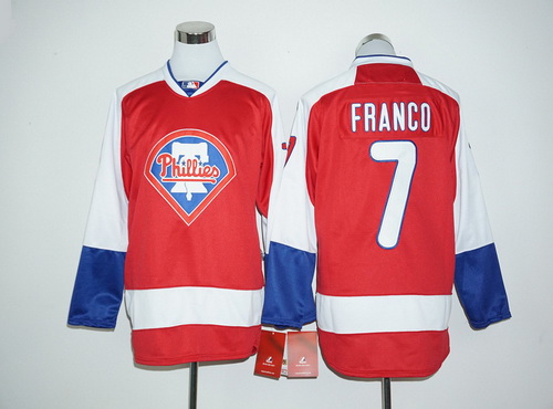 Philadelphia Phillies #7 Maikel Franco Red Long Sleeve Baseball Jersey