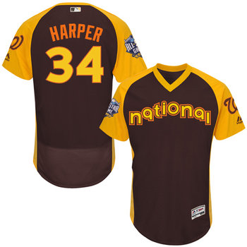 National League Washington Nationals #34 Bryce Harper Brown 2016 All-Star Jersey - Men's