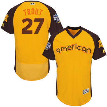 American League Los Angeles Angels of Anaheim #27 Mike Trout Gold 2016 All-Star Jersey - Men's