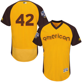 American League Los Angeles Dodgers #42 Jackie Robinson Gold 2016 All-Star Jersey - Men's