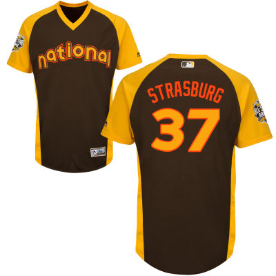 National League Washington Nationals #37 Stephen Strasburg Brown 2016 MLB All-Star jersey