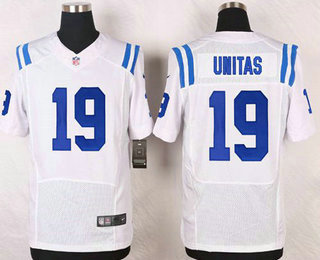 Indianapolis Colts #19 Johnny Unitas Stitched White Road NFL Nike Elite Jersey