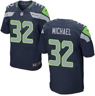 Seattle Seahawks #32 Christine Michael Navy Blue Team Color NFL Nike Stitched Elite Jersey