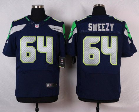 Seattle Seahawks #64 J. R. Sweezy Navy Blue Team Color NFL Nike Stitched Elite Jersey