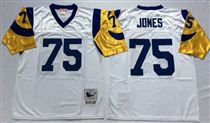 St. Louis Rams #75 Jones White Stitched Mitchell and Ness NFL Jersey