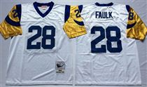 St. Louis Rams #28 Marshall Faulk White Stitched Mitchell and Ness NFL Jersey