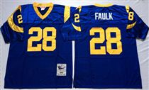 St. Louis Rams #28 Marshall Faulk Light Blue Stitched Mitchell and Ness NFL Jersey