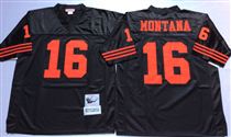 San Francisco 49ers #16 Joe Montana Black Stitched Mitness and Ness NFL Jersey