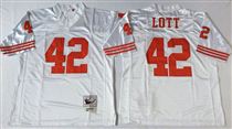 San Francisco 49ers #42 Ronnie Lott White Stitched Mitness and Ness NFL Jersey