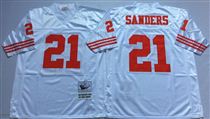 San Francisco 49ers #21 Deion Sanders White Stitched Mitness and Ness NFL Jersey