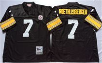 Pittsburgh Steelers #7 Ben Roethlisberger Black Stitched Mitchell and Ness NFL Jersey