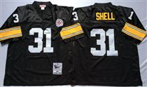 Pittsburgh Steelers #31 Donnie Shell Black Stitched Mitchell and Ness NFL Jersey