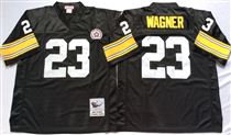 Pittsburgh Steelers #23 Mike Wagner Black Stitched Mitchell and Ness NFL Jersey
