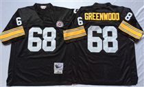 Pittsburgh Steelers #68 L.C. Greenwood Black Stitched Mitchell and Ness NFL Jersey
