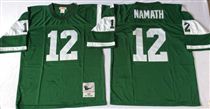 New York Jets #12 Joe Namath Green Stitched Mitchell and Ness NFL Jersey