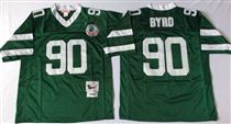 New York Jets #90 Dennis Byrd Green Stitched Mitchell and Ness NFL Jersey
