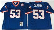New York Giants #53 Harry Carson Blue Stitched Mitchell and Ness NFL Jersey