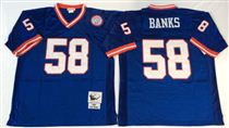 New York Giants #58 Carl Banks Blue Stitched Mitchell and Ness NFL Jersey