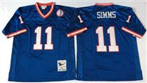 New York Giants #11 Phil Simms Blue Stitched Mitchell and Ness NFL Jersey