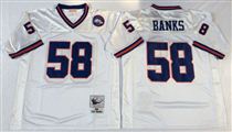 New York Giants #58 Carl Banks White Stitched Mitchell and Ness NFL Jersey
