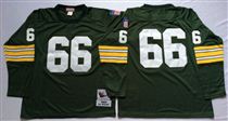 Green Bay Packers #66 Ray Nitschke Green Long-Sleeves Stitched Mitchell and Ness Jersey
